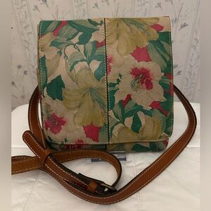Patricia Nash Floral Leather Messenger Crossbody